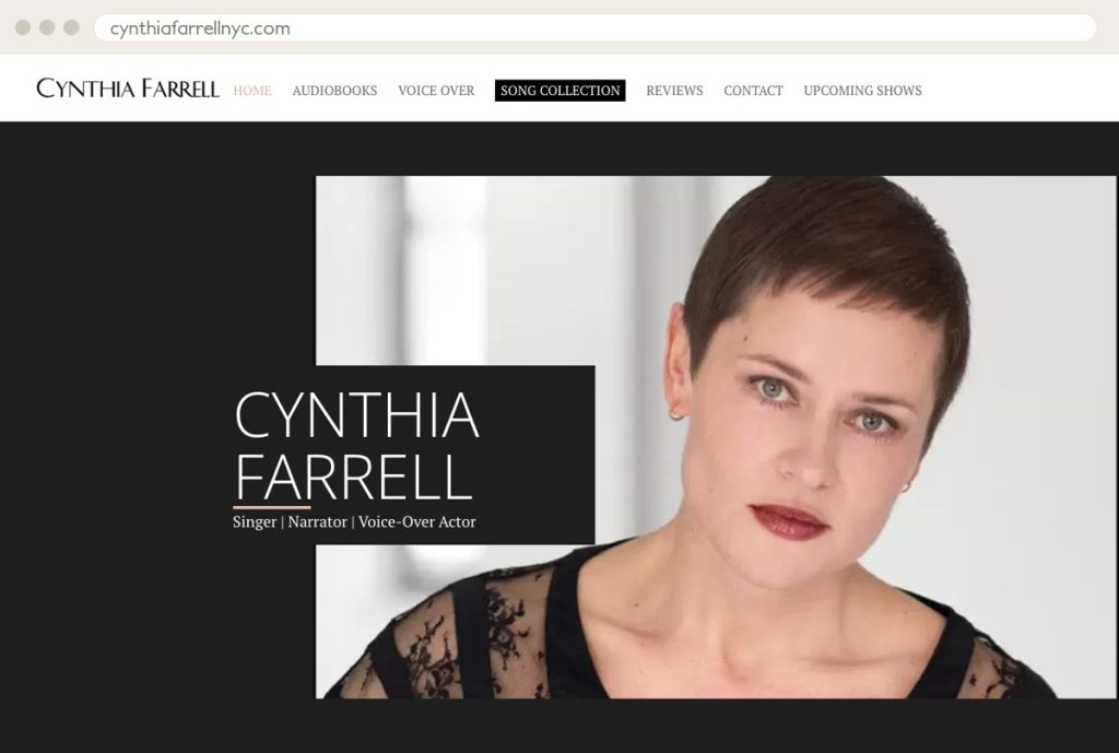 Cynthia Farrell website by Ally Drez