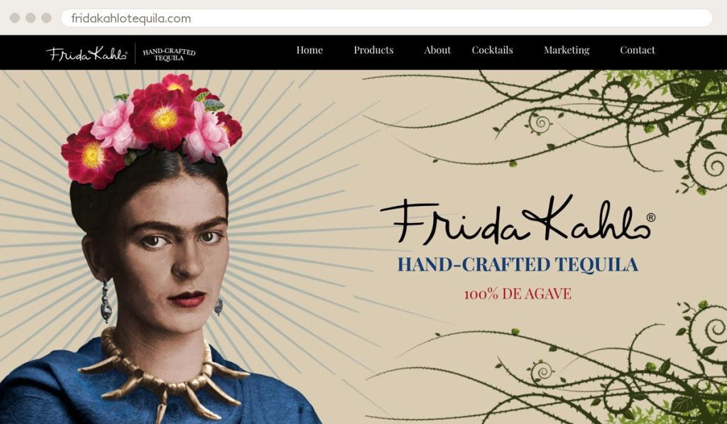 Frida Kahlo Tequila website by Ally Drez